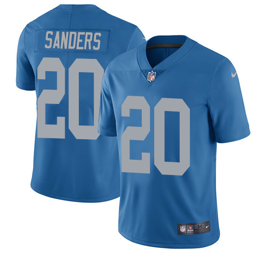 Nike Lions #20 Barry Sanders Blue Throwback Men's Stitched NFL Vapor Untouchable Limited Jersey - Click Image to Close